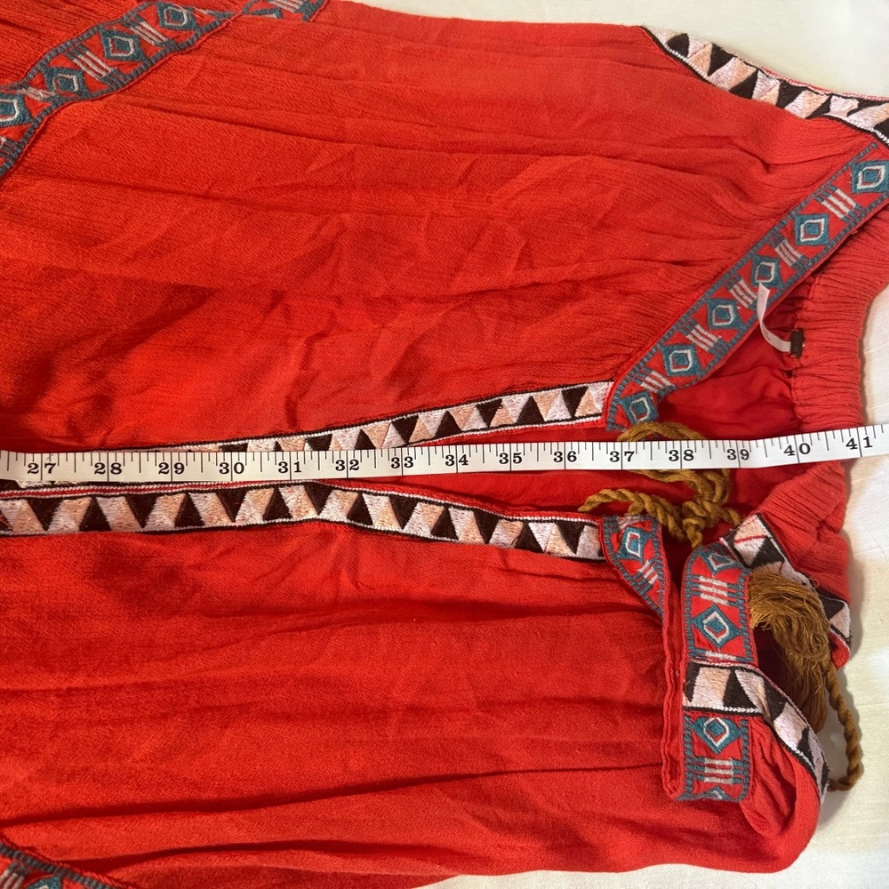Free People Layla Maxi Dress Orange Embroidered Tassel M - Picture 5 of 6
